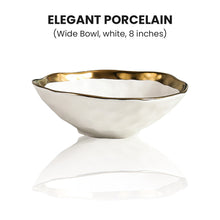 Load image into Gallery viewer, Locaupin Golden Rim Elegant Textured Porcelain Tableware Pasta Bowl Luxury Dinner Plate Party Wedding Dessert Steak Serving Dish
