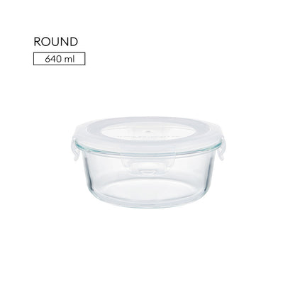 Locaupin Borosilicate Glass Food Container Fresh Keeper Meal Prep Bowl Airtight Locking Lid Lunch Box Left Over Storage