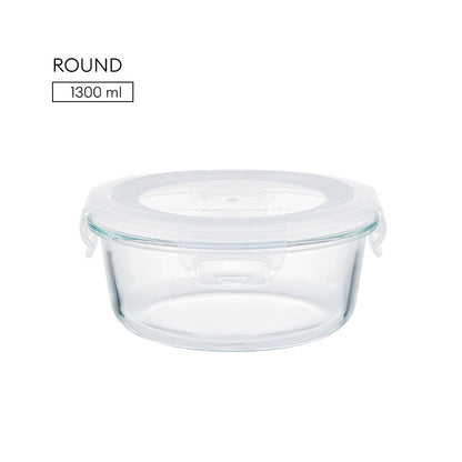 Locaupin Borosilicate Glass Food Container Fresh Keeper Meal Prep Bowl Airtight Locking Lid Lunch Box Left Over Storage