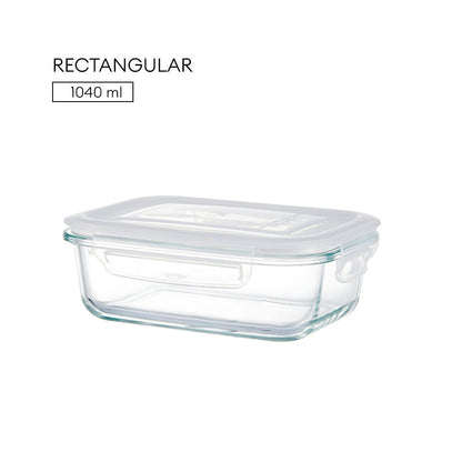 Locaupin Borosilicate Glass Food Container Fresh Keeper Meal Prep Bowl Airtight Locking Lid Lunch Box Left Over Storage