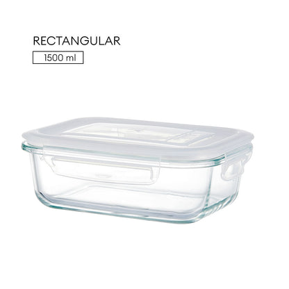 Locaupin Borosilicate Glass Food Container Fresh Keeper Meal Prep Bowl Airtight Locking Lid Lunch Box Left Over Storage