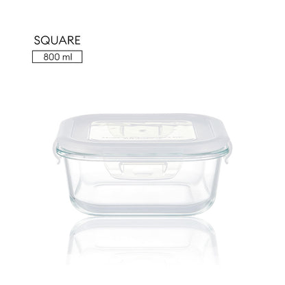 Locaupin Borosilicate Glass Food Container Fresh Keeper Meal Prep Bowl Airtight Locking Lid Lunch Box Left Over Storage