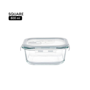 Locaupin Borosilicate Glass Lunch Box Meal Prep Container Leftover Food Storage Steam Release Valve Air Vent Locking Lid Kitchen Organizer