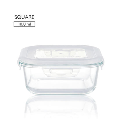 Locaupin Borosilicate Glass Food Container Fresh Keeper Meal Prep Bowl Airtight Locking Lid Lunch Box Left Over Storage