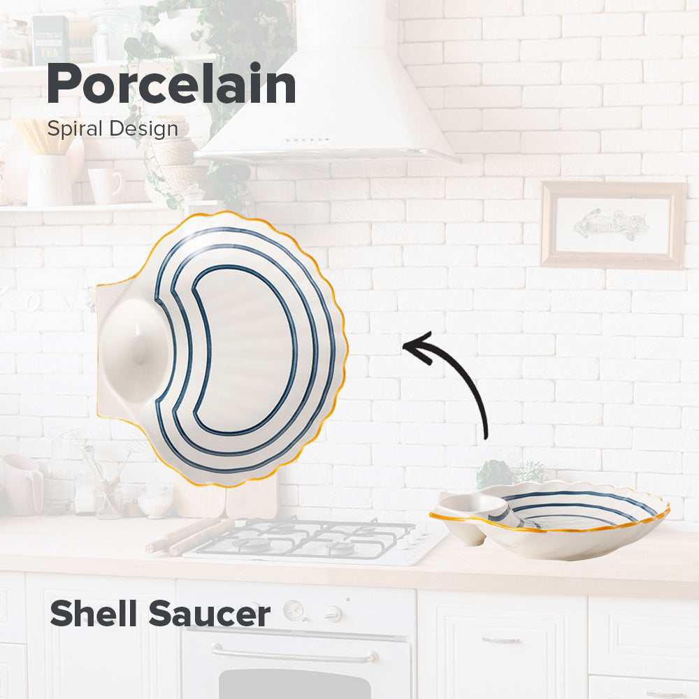 LOCAUPIN Spiral Japanese Porcelain Tableware Dining Plate Dip Soup Bowl Serving Platter Sauce Holder