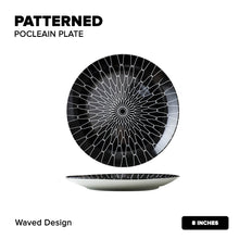 Load image into Gallery viewer, Locaupin Porcelain Dessert Dinner Plate Black and White Stripe Pattern Dinnerware For Salad Steak Pasta Serving Dish Microwave Safe
