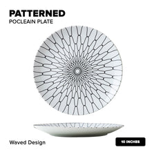 Load image into Gallery viewer, Locaupin Porcelain Dessert Dinner Plate Black and White Stripe Pattern Dinnerware For Salad Steak Pasta Serving Dish Microwave Safe
