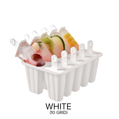 Locaupin 10 Grid Popsicle Mold Homemade DIY Ice Cream Stick Maker for Kids Reusable Easy Release Food Grade Silicone Tray