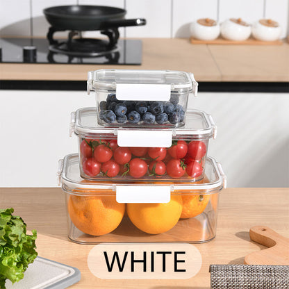 Locaupin 3in1 Airtight Locking Lid Food Container Transparent School Lunch Box Fridge Organizer Fruit Vegetable Fresh Keeper