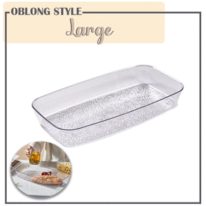 Locaupin Clear Serving Platter Food Snacks Tray Party Catering Dessert Display Multipurpose Kitchen Organizer Condiments Storage
