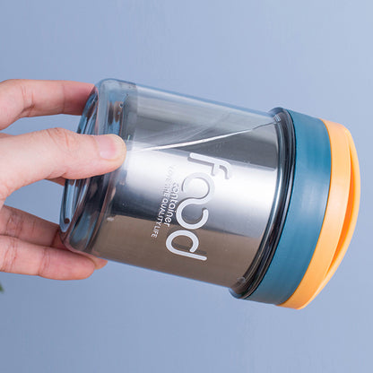 Locaupin Home Lunch Box Free Spoon Stainless Steel Liner Food Keeper Smart Diet Storage Container with Handle For Kids Adult Office Travel Use