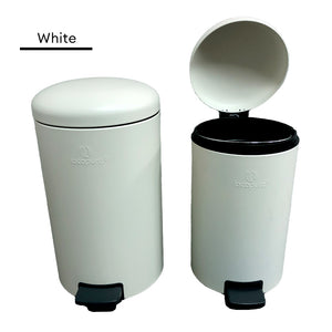 Locaupin Powder Coated Metal Hands Free Foot Pedal Type Trash Can Silent Close Lid Waste Basket Garbage Container Bin with Inner Compost Bucket
