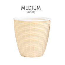 Load image into Gallery viewer, Locaupin Rattan Design Round Flower Pot Lazy Self Watering Planter Absorbent Wicking Rope Inner Water Storage For Plants Herbs
