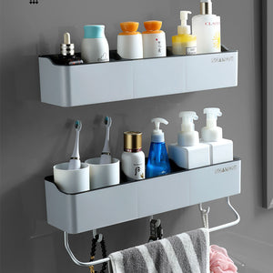 Locaupin Hanging Bathroom Shelf Wall Mounted Storage with Compartment Self Draining Tray Towel Rack Toiletries Holder