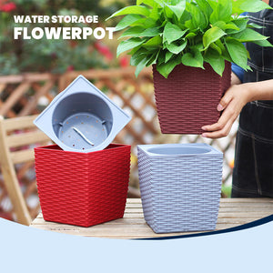 Locaupin Nordic Style Self Watering Garden Planter with Removable Inner Pot Indoor Outdoor Plants Herbs Flowers Storage