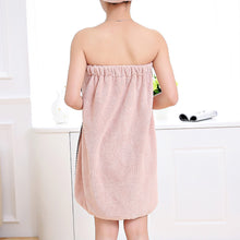 Load image into Gallery viewer, Locaupin Bow Design Women&#39;s Shower Drying Towel Dress Tube Absorbent Bath Skirt Cover Up Robe Body Wrap Spa Beach Pool
