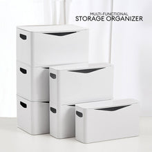 Load image into Gallery viewer, Locaupin PET Plastic Stackable Desktop Storage Cosmetic Box Pantry Countertop Organizer Bin Bathroom Container Shelf with Lid and Handle
