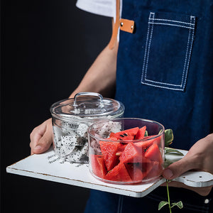 Locaupin Heat Resistant Borosilicate Glass Fruit Vegetable Dessert Serving Salad Bowl Multipurpose Stackable Food Storage Microwavable Oven Safe
