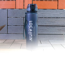 Load image into Gallery viewer, Locaupin Frosted Sports Water Bottle with Motivational Time Marker Tumbler Portable Wrist Strap Fitness Gym Office Outdoor
