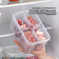 Locaupin Airtight Locking Lid Removable 4 Inner Compartment Fridge Organizer Food Storage Container Preserve Meat Fruits Vegetable Keeper