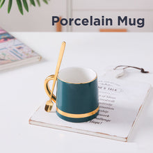 Load image into Gallery viewer, Locaupin Luxurious Single Porcelain Mug with Gift Box Afternoon Drinking Tea Coffee Cup with Lid and Teaspoon Set

