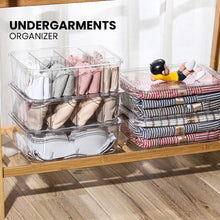 Load image into Gallery viewer, Locaupin Transparent Stackable Multipurpose Storage Organizer Kitchen Wardrobe Box with Removable Divider Sorting Container
