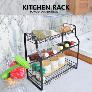 Locaupin Kitchen Lightweight Spice Seasoning Rack Organizer For Countertop Pantry Standing Shelf Holder Easy Assemble Bathroom Space Saver Condiments Storage