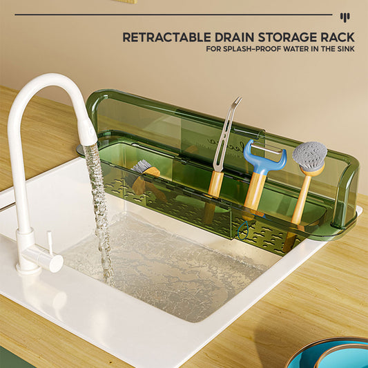 Locaupin Expandable Kitchen Sink Splash Guard Stopper Plastic Water Barrier Washing Dishes Baffle Board Protector