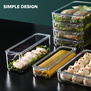 Locaupin Pantry Cabinet Keeper Rectangular Shaped Stackable Food Storage Fridge Container Kitchen Refrigerator Organizer Bin With Lid