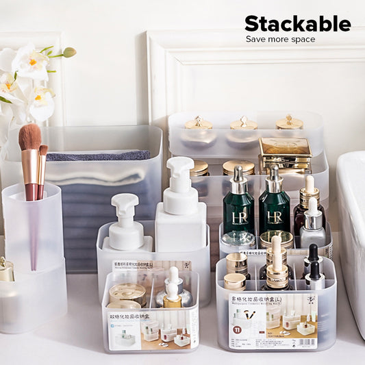 Locaupin Office Supplies Cosmetics Stationery Caddy Storage Multifunctional Desk Organizer Box Compartment Grid Basket Container Bin