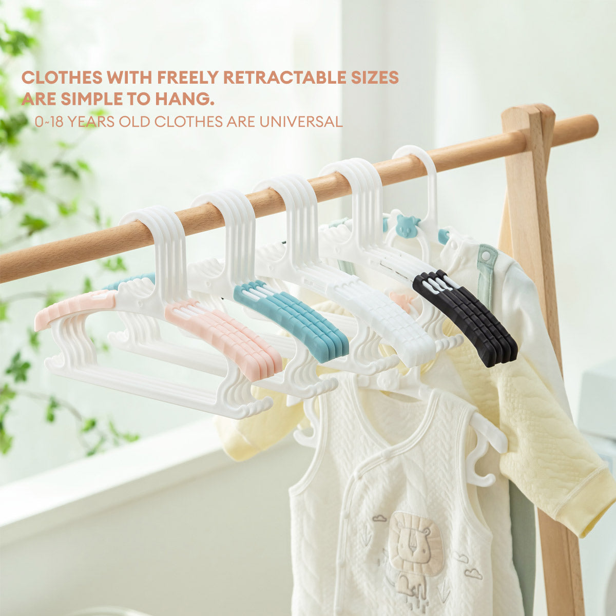 5pcs Pink Baby Clothes Hangers Home Plastic Drying Rack Thick Extendable  Multifunctional Rotatable Windproof Child Kids Garment Hanger