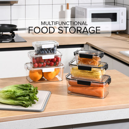 Locaupin 3in1 Airtight Locking Lid Food Container Transparent School Lunch Box Fridge Organizer Fruit Vegetable Fresh Keeper