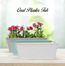 Load image into Gallery viewer, Locaupin Home Gardening Galvanized Metal Farmhouse Oval Bucket Design Planter Tub Flower Pot Container Indoor Outdoor

