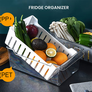 Locaupin Refrigerator Organizer Bin Fridge Container Removable Drain Tray Food Storage Fruits and Vegetables Basket Pantry Countertop