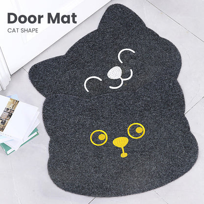 Locaupin Non Slip Home Welcome Pad Entrance Way Rub Foot Cat Shape Door Mat Front Bathroom Kitchen Bedroom Floor Rug