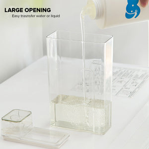 Locaupin Multifunctional Transparent Liquid Detergent Dispenser Laundry Room Organizer Fabric Softener Jar Storage Airtight Container with Measuring Lid