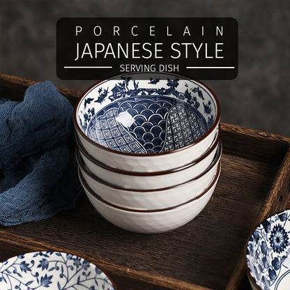 Locaupin Japanese Porcelain Printed Dinner Plate Dessert Appetizer Pasta Salad Bowl Serving Dish in Restaurant Family Party