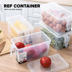 Locaupin Plastic Food Storage Container Kitchen Pantry Cabinet Stackable Fridge Organizer with Lid and Handle Multipurpose Vegetable Bin
