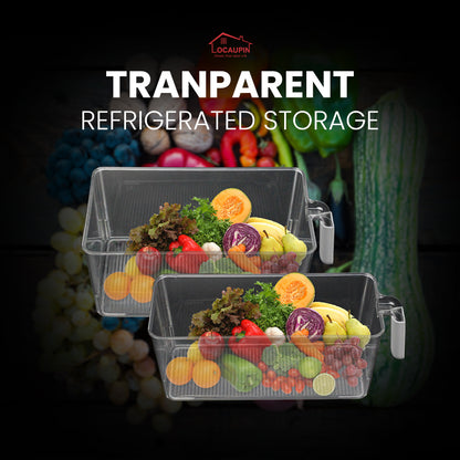 Locaupin Transparent Refrigerated kitchen PET vegetables and fruits storage With rubber cover handle