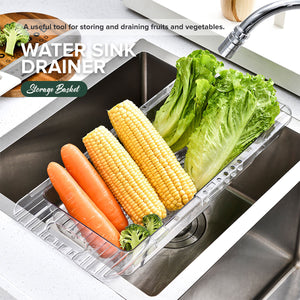 Locaupin Retractable Over The Sink Dish Drying Rack Free Size Drainer Washing Fruits Vegetables Container Multipurpose Strainer Basket