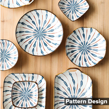 Locaupin Porcelain Serving Side Dishes Saucer Plate Condiments Appetizer Dessert Snacks Dinnerware Pattern Design