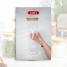 Load image into Gallery viewer, Locaupin Bamboo Lid Candy Jar Glass Canister Party Food Storage Transparent Container Cookies Cereal
