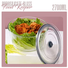 Load image into Gallery viewer, Locaupin Round Press Type Vacuum Cover Food Container Borosilicate Glass Leak-Proof Heat Cold Resistant Airtight Storage Leftover Fresh Keeper

