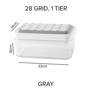 Locaupin Easy Release Ice Cube Molder Tray Bin Freezer Container Bucket with Scoop For Chilling Whiskey Cocktails Making Cold Drinks