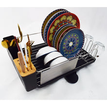 Load image into Gallery viewer, Locaupin Kitchen Sink Counter Dish Rack with Removable Drainer Spout Easy Drying Plates Storage Tray Utensil Holder
