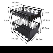Load image into Gallery viewer, Two Tier Kitchen Drawer Design Organizer Metal Sliding Storage for Bottled Condiments and Bathroom Essentials (Large)
