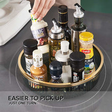 Load image into Gallery viewer, Locaupin 360° Rotating Kitchen Shelf Organizer Condiment Spice Spinner with Handle Multipurpose Pantry Cabinet Turntable Rack Tray
