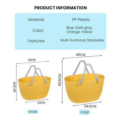 Locaupin Storage Basket Bag with Handle Japanese Style Toys Clothes Hamper Laundry Organizer Bin Multifunctional Indoor Outdoor Travel Use