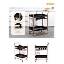 Load image into Gallery viewer, Locaupin Metal Hotel Trolley with Bottle Organizer Room Service Rolling Cart Restaurant Shelf Catering Storage Housekeeping Utility
