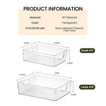 Load image into Gallery viewer, Locaupin Locaupin PET Plastic Transparent Multifunctional Bathroom Kitchen Storage Organizer Cosmetic Files Container Box Sorting Basket Bin
